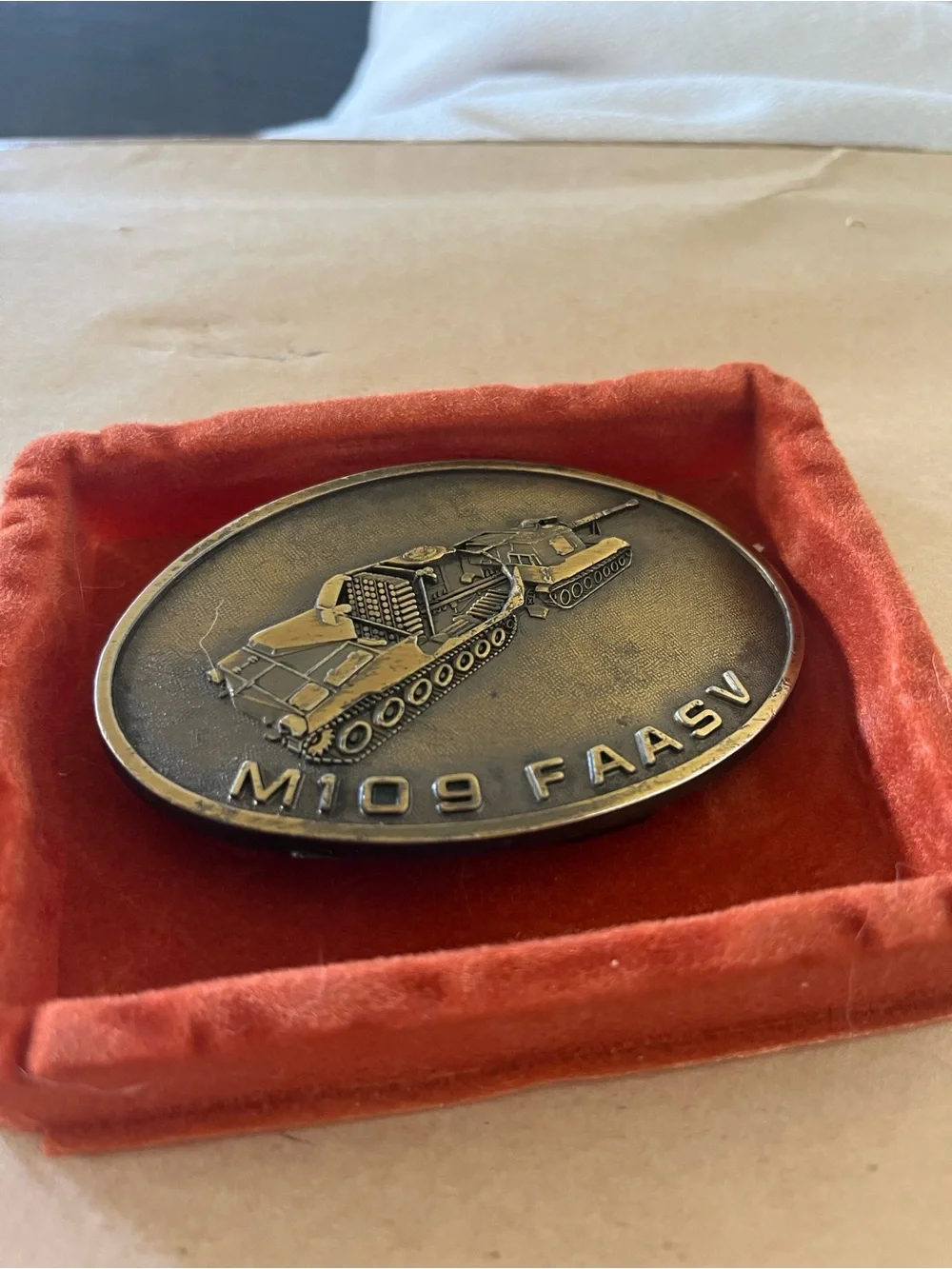 Vintage Howitzer M109 FAASV Commemorative Belt Buckle - Bronze Finish